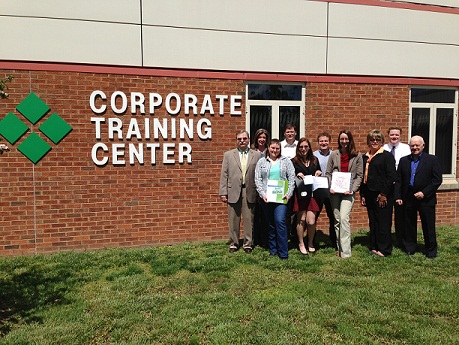 Pictured left to right are Pete Teague, State Contract Procurement Administrator,  Lisa Strusowski, Business Department Chair, Megan Vogl, ENT candidate for graduation,  Richard Rexrode, Business and Entrepreneurship Instructional Coordinator,  Anna Henry,ENT candidate for graduation,  Al Paoli, Kent County Director of Small Business and Technology Development Center,  Brittany Ellsaesser, ENT candidate for graduation,  Sandra Castro-Dawson,ENT candidate for graduation,  Paul Hughes, III, Assistant Vice President and Commercial Loan Officer, The First National Bank of Wyoming, and Charles E. Schafer, Certified Counselor, SCORE Delaware.